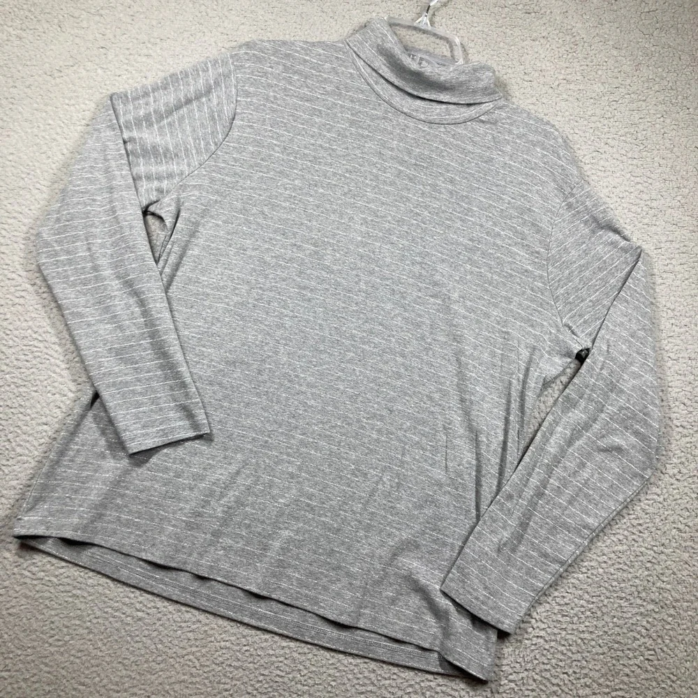Time and Tru Turtleneck Top Women XXL Gray Metallic Striped Long Sleeve Cozycore